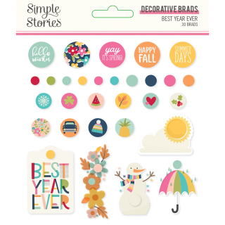 *** Simple Stories - BEST YEAR EVER Decorative Brads - ozdobné svorky