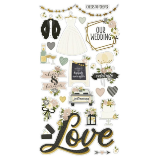 Simple Stories - HAPPILY EVER AFTER Chipboards - kartonové samolepky