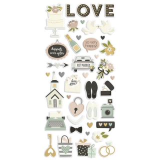 Simple Stories - HAPPILY EVER AFTER Puffy Stickers - 3D samolepky