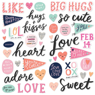 *** Simple Stories - HAPPY HEARTS Foam Stickers - 3D samolepky