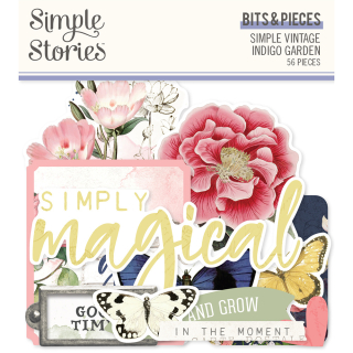 Simple Stories - SIMPLE VINTAGE INDIGO GARDEN Bits & Pieces - papírové výřezy
