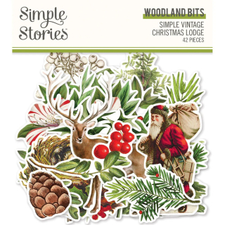 Simple Stories - SIMPLE VINTAGE CHRISTMAS LODGE / WOODLAND Bits & Pieces - papírové výřezy