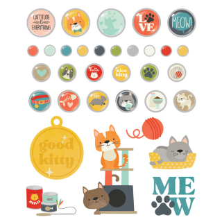 Simple Stories - PET SHOPPE / CAT Decorative Brads - ozdobné svorky