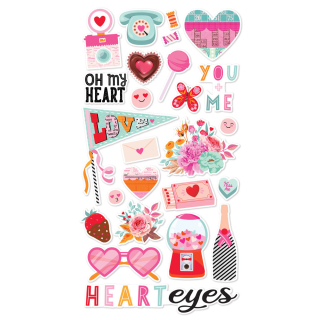 *** Simple Stories - HEART EYES Chipboards - kartonové samolepky