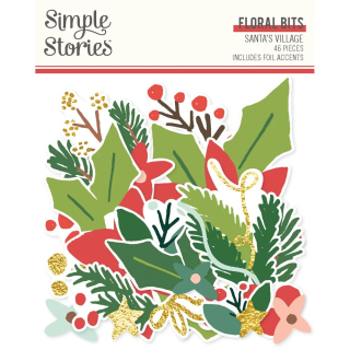 Simple Stories - SANTA´S VILLAGE Floral Bits - papírové výřezy