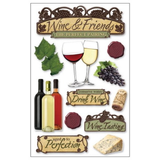 Paper House - WINE Layered Stickers - 3D samolepky
