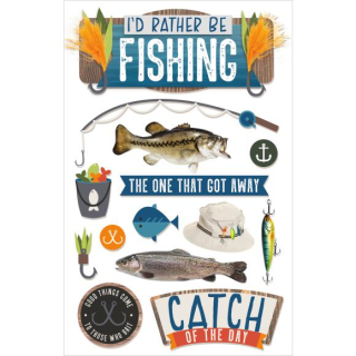 Paper House - I´D RATHER BE FISHING Layered Stickers - 3D samolepky