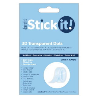 Stick It! - 3D TRANSPARENT DOTS / 3 mm - samolepicí tečky (300 ks)