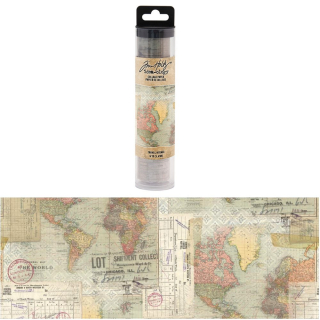 Tim Holtz - COLLAGE PAPER / TRAVEL - hedvábný papír