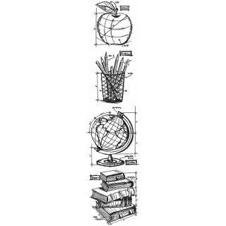 Tim Holtz - MINI BLUEPRINTS / SCHOOLHOUSE - cling razítka