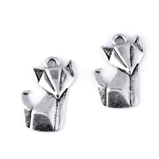 Kovový přívěsek (330647) - ORIGAMI / LIŠKA (5 ks) / platina