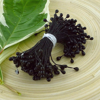 *** Umělé pestíky - DOUBLE HEAD PEARL STAMENS / BLACK 3 mm (160 ks)