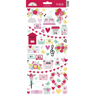 *** Doodlebug - LOVE NOTES Icon Stickers - samolepky