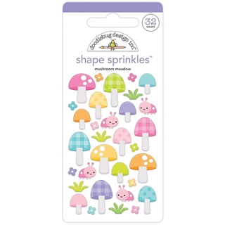 *** Doodlebug - HIPPITY HOPPITY / MUSHROOMS Enamel Shapes - enamelové ozdoby
