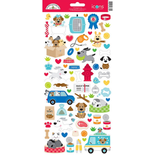 *** Doodlebug - DOGGONE CUTE Icon Stickers - samolepky