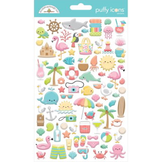 Doodlebug - SEASIDE SUMMER Puffy Stickers - samolepky