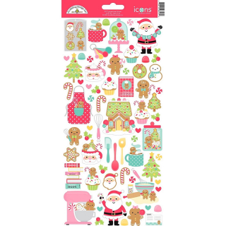 *** Doodlebug - GINGERBREAD KISSES Icon Stickers - samolepky