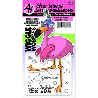 *** Art Impressions - WIGGLE WOBBLE / FLAMINGO - silikonová razítka a šablony