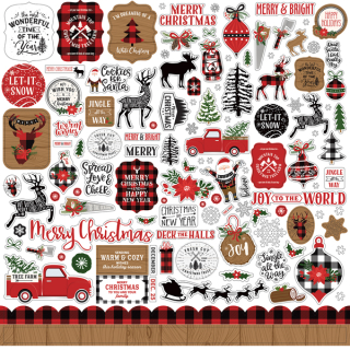 Echo Park - A LUMBERJACK CHRISTMAS Element Stickers - samolepky