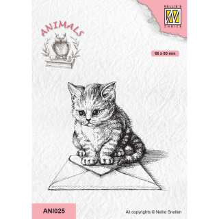 Nellie Snellen - KITTEN WITH ENVELOPE - silikonové razítko