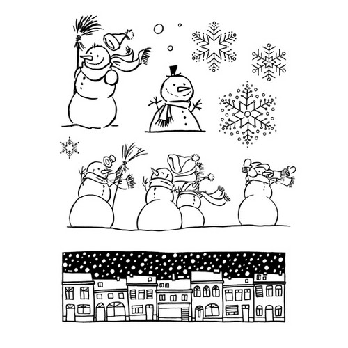 Artemio - silikonová razítka SNOWMEN STREET - scrapbook
