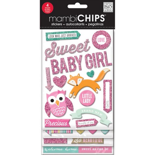 Mambi - BABY GIRL Chipboards - kartonové samolepky