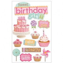 Paper House - BIRTHDAY GIRL Layered Stickers - 3D samolepky
