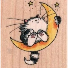 Penny Black - CAT ON THE MOON - dřevěné razítko