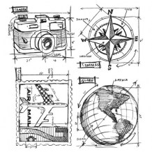 Stampers Anonymous - TRAVEL BLUEPRINT - cling razítka